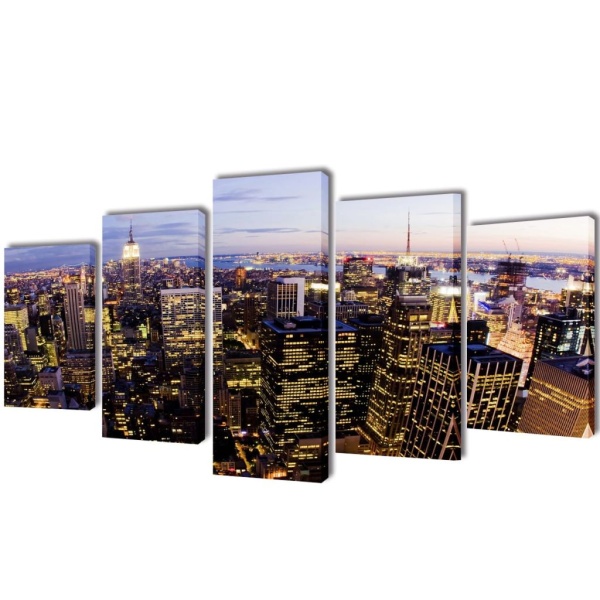Set Tablouri Pânză Cu Vedere Panoramică Orizont New York 200 x 100 cm 241547